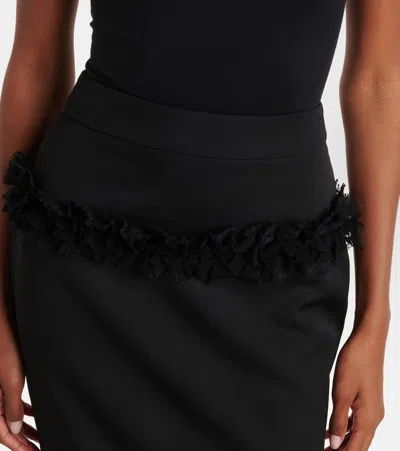 Alexander Mcqueen Buttoned Lace-trimmed Wool Pencil Skirt In Black