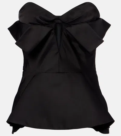 Alexander Mcqueen Silk Blend Strapless Bustier With Bow Detail In Black