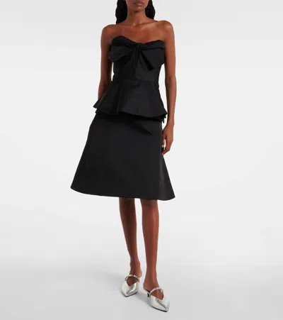 Alexander Mcqueen Silk Blend Strapless Bustier With Bow Detail In Black