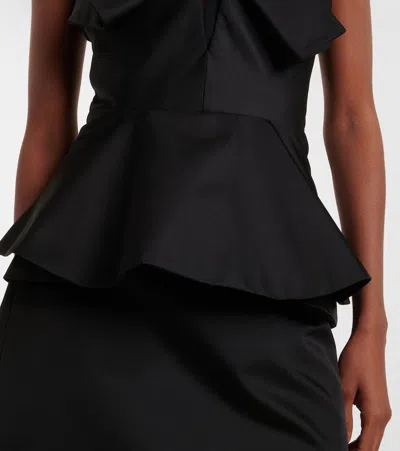 Alexander Mcqueen Silk Blend Strapless Bustier With Bow Detail In Black