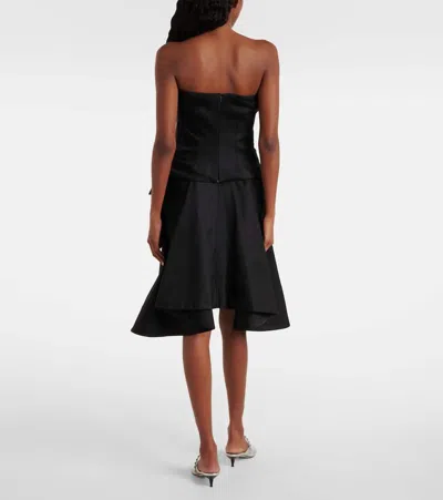Alexander Mcqueen Silk Blend Strapless Bustier With Bow Detail In Black