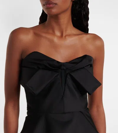 Alexander Mcqueen Silk Blend Strapless Bustier With Bow Detail In Black