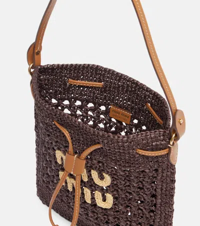 Miu Miu Logo Raffia-effect Bucket Bag