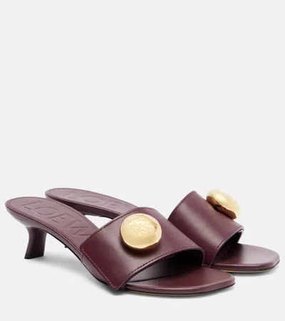Loewe Leather Pebble Heeled Mules 45 In Purple
