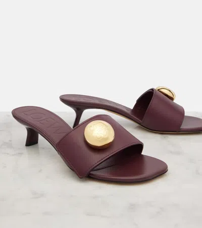 Loewe Leather Pebble Heeled Mules 45 In Purple