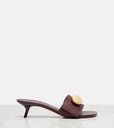 Loewe Leather Pebble Heeled Mules 45 In Purple
