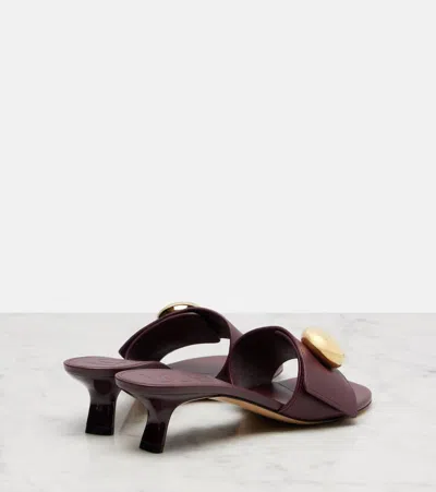 Loewe Leather Pebble Heeled Mules 45 In Purple