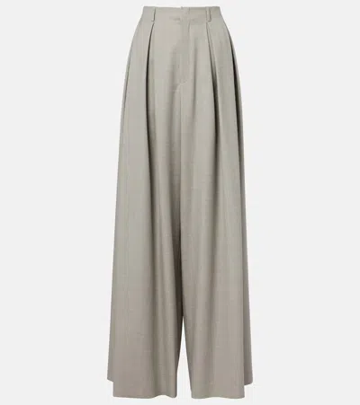 Ralph Lauren Greer Pleated Wool Wide-leg Pants In Gray