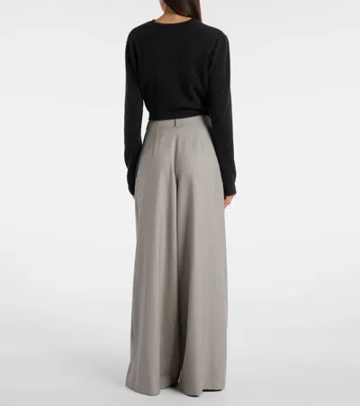 Ralph Lauren Greer Pleated Wool Wide-leg Pants In Gray