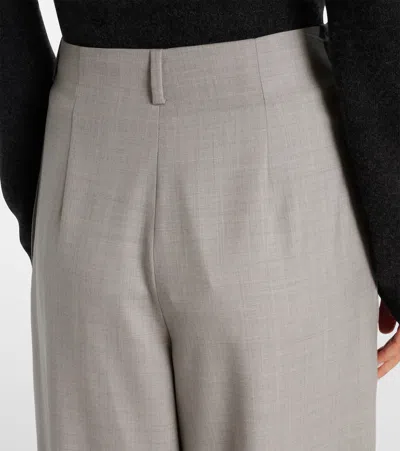 Ralph Lauren Greer Pleated Wool Wide-leg Pants In Gray