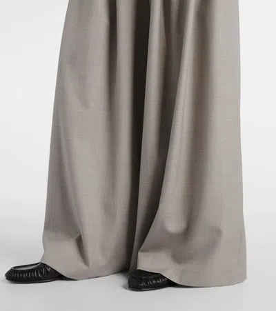 Ralph Lauren Greer Pleated Wool Wide-leg Pants In Gray