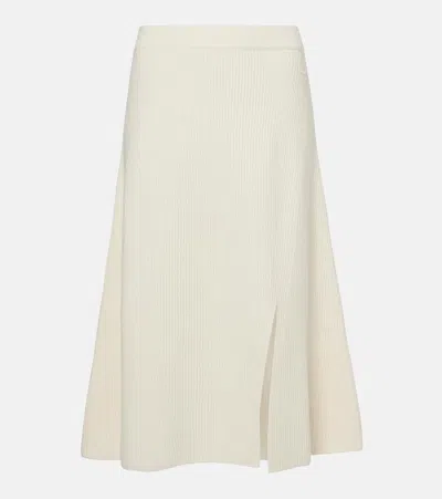 Moncler Ribbed-knit Wool And Cashmere Midi Skirt