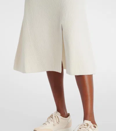 Moncler Ribbed-knit Wool And Cashmere Midi Skirt