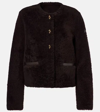 Moncler Cropped Leather-trimmed Down Jacket