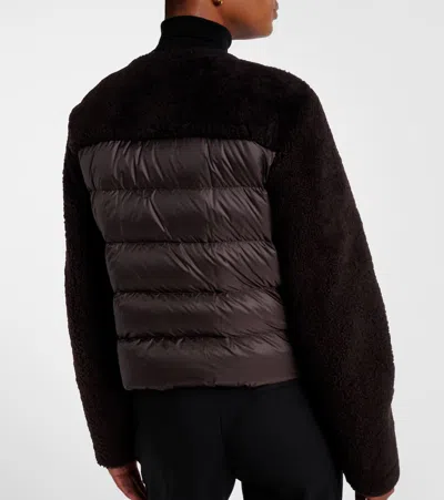 Moncler Cropped Leather-trimmed Down Jacket