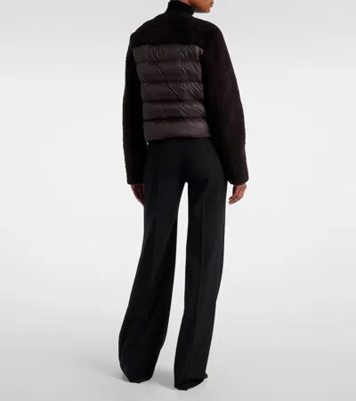 Moncler Cropped Leather-trimmed Down Jacket