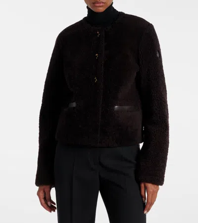 Moncler Cropped Leather-trimmed Down Jacket