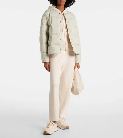 Moncler Belted Leather-trimmed Down Jacket In White