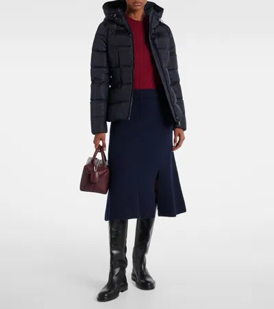 Moncler Long Sleeve Down Jacket In Blue
