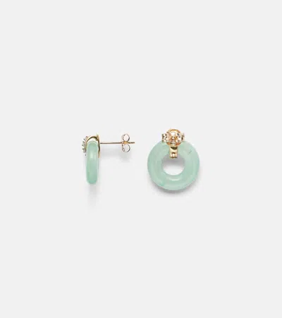 Mateo 14kt Gold Earrings With Jade And Diamonds In Green