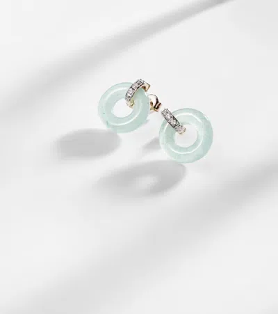 Mateo 14kt Gold Earrings With Jade And Diamonds In Green