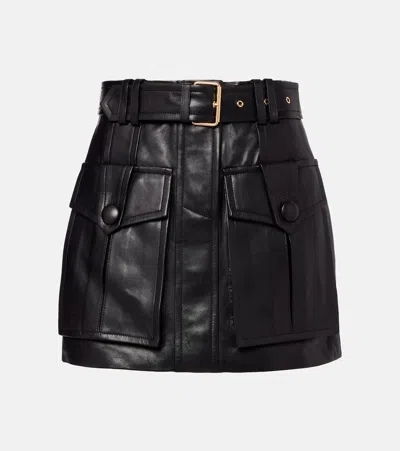 Balmain Lambskin Belted Mini Skirt
