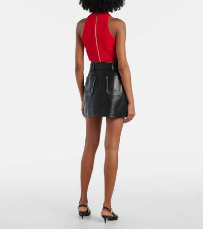 Balmain Lambskin Belted Mini Skirt