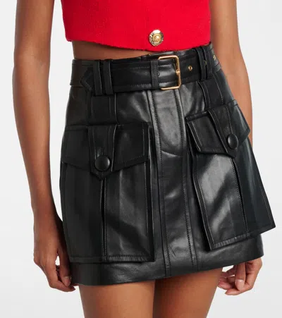 Balmain Lambskin Belted Mini Skirt