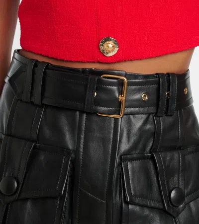 Balmain Lambskin Belted Mini Skirt