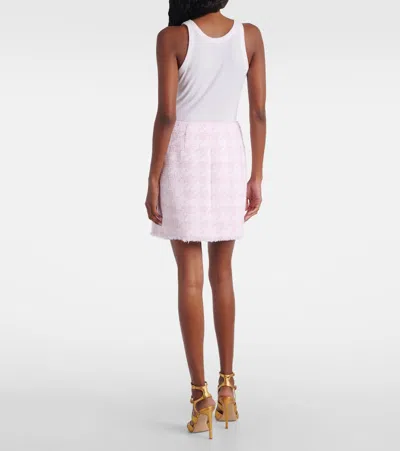 Balmain Button-embellished Tweed Skirt In Pink