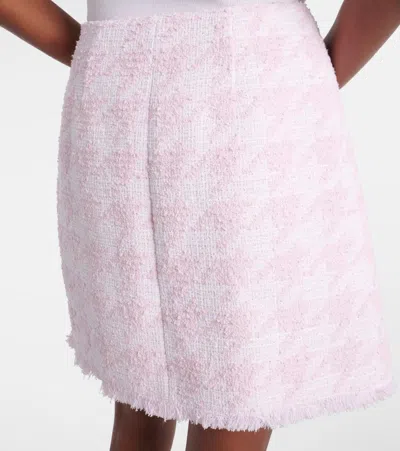 Balmain Button-embellished Tweed Skirt In Pink