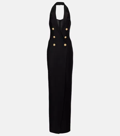 Balmain 6 Buttons Long Halterneck Knit Dress Clothing In Black