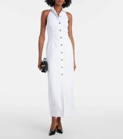 Balmain Open-back Buttoned Poplin Shirt Dress In White
