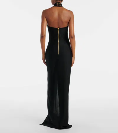 Balmain 6 Buttons Long Halterneck Knit Dress Clothing In Black