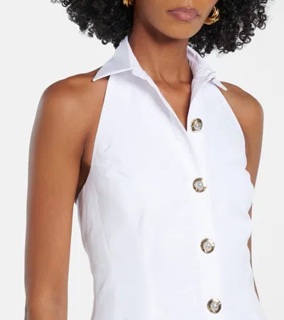 Balmain Open-back Buttoned Poplin Shirt Dress In White