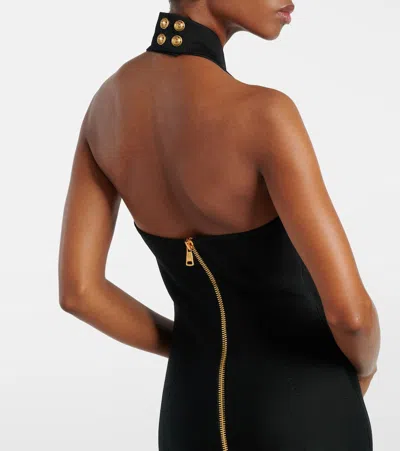 Balmain 6 Buttons Long Halterneck Knit Dress Clothing In Black