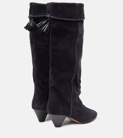 Isabel Marant Suede Knee Length Boots With Cone Heel