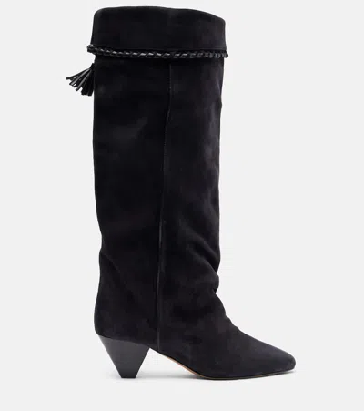 Isabel Marant Suede Knee Length Boots With Cone Heel