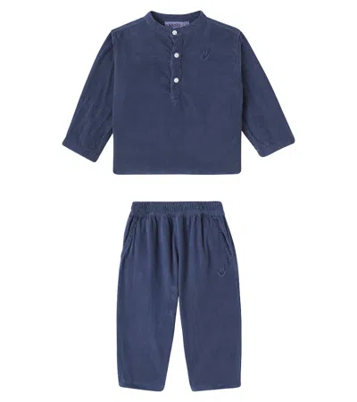Molo Enoz And Sois Cotton Shirt And Pants Set In Blue
