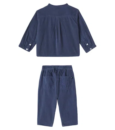 Molo Enoz And Sois Cotton Shirt And Pants Set In Blue