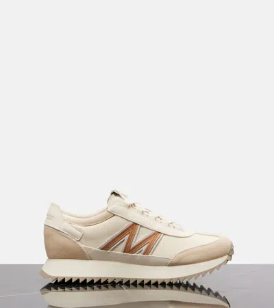 Moncler Pacey2 Suede And Nubuck Low-top Sneakers In Neutral