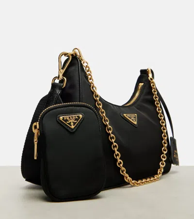 Prada Re-edition 2005 Nylon Shoulder Bag In Black