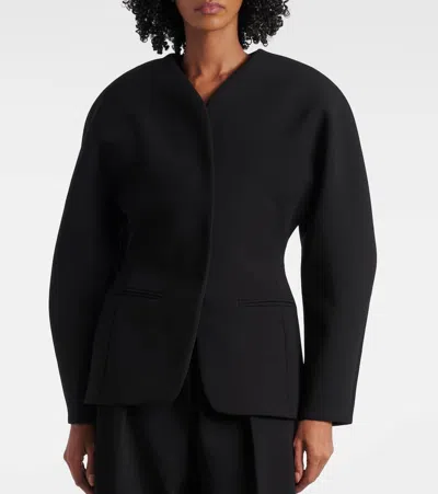 Jacquemus Tailored Blazer Peplum Structured Shoulders In Black