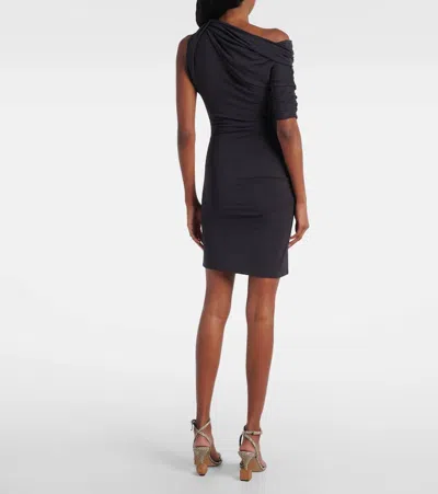 Jacquemus One-shoulder Knee-length Dress Ruched Detailing In Black