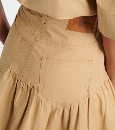Ganni Gathered Cotton And Linen Maxi Skirt In Brown