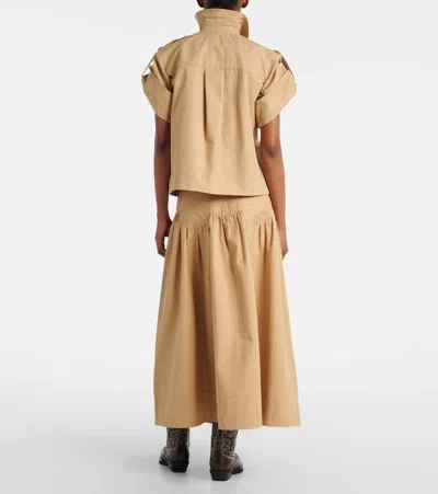 Ganni Bow-detail Cotton And Linen Top