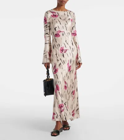 Ganni Floral Print Maxi Dress In Multi