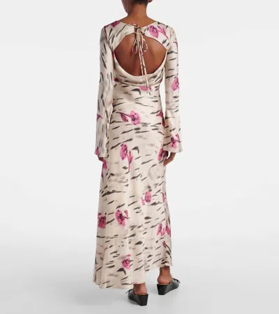 Ganni Floral Print Maxi Dress In Multi