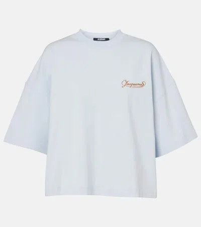 Jacquemus Womens Uni Club Blue Logo-embroidered Relaxed-fit Cotton T-shirt Xl In Blue