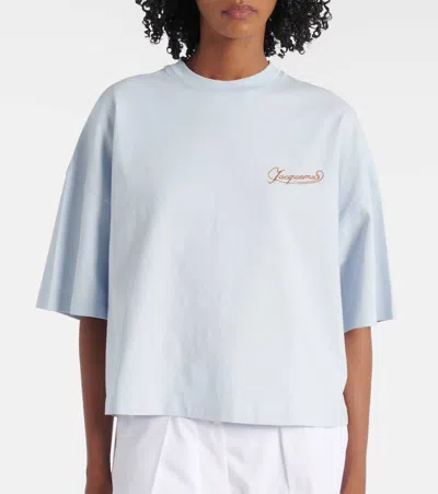 Jacquemus Womens Uni Club Blue Logo-embroidered Relaxed-fit Cotton T-shirt Xl In Blue